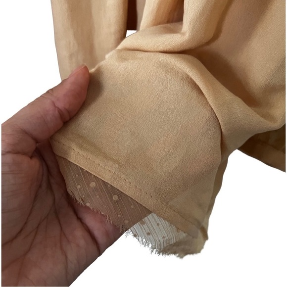 FREE PEOPLE Lace Long Sleeve Tunic Dress Yellow Sz L - Picture 5 of 7